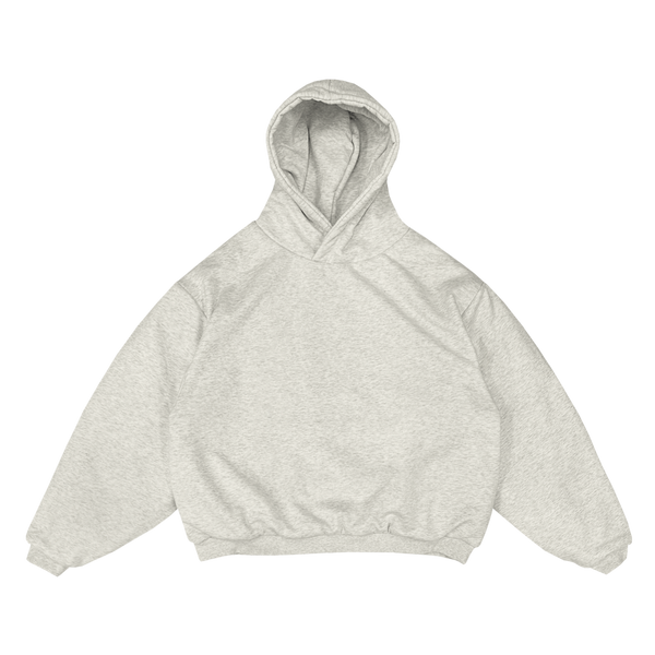 BOXY DOUBLE LAYER BIG FACE HOODIE - ASH HEATHER – Luxury Blanks by