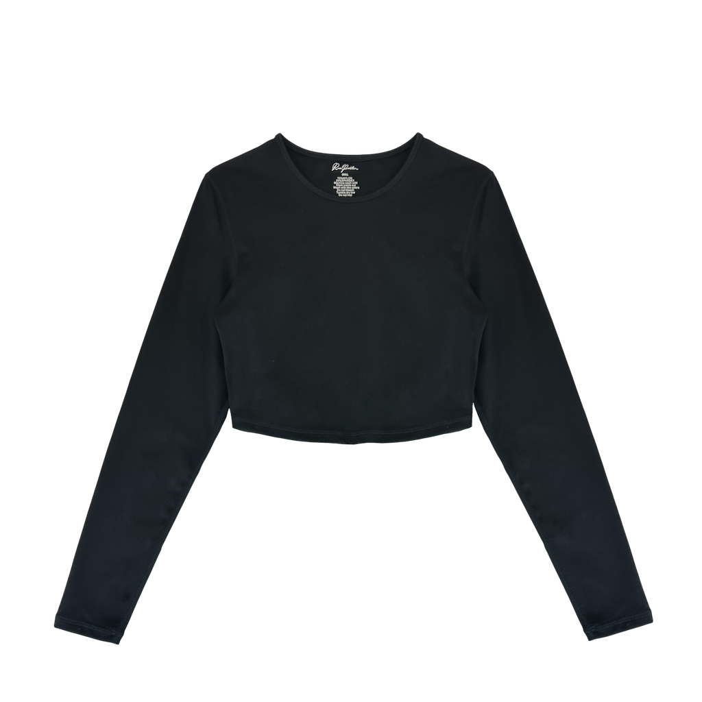 FITTED CROPPED LONG SLEEVE - BLACK – Rue Porter Luxury Blanks